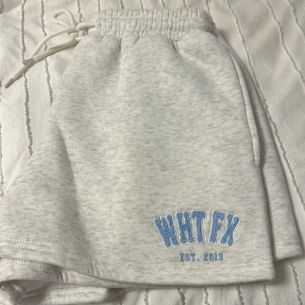 WHT FX Light Gray Shorts with Blue Logo